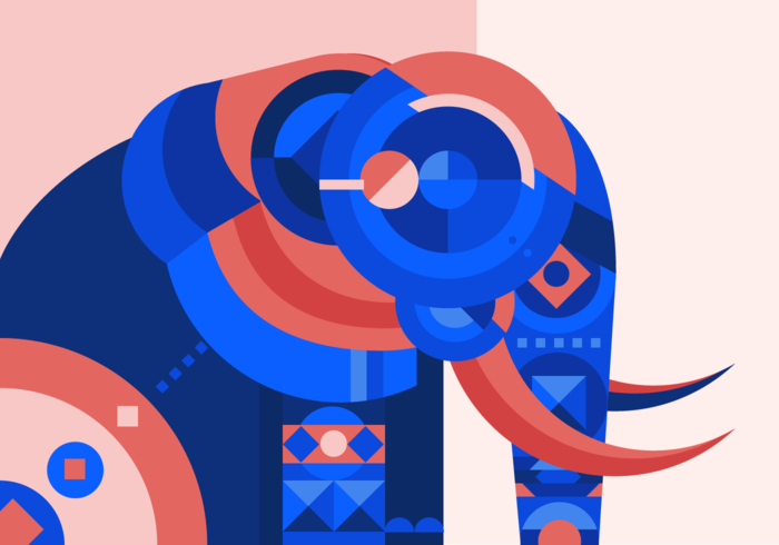 Painted Elephant Abstract Geometric Vector Illustration 700x490 Painted Elephant Abstract Geometric Vector Illustration
