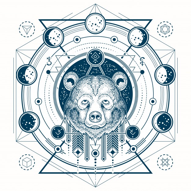 Vector Illustration Of A Geometric Tattoo Front View Of A Bear S 626x626 Vector Illustration Of A Geometric Tattoo Front View Of A Bear S