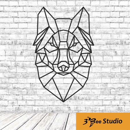 450x450 Geometric Wolf Head Wall Art Plan Vector For Cnc