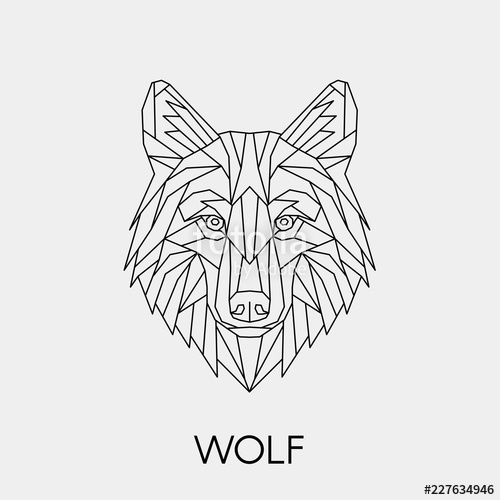 500x500 Geometric Wolf Polygonal Linear Animal Head Vector Illustration