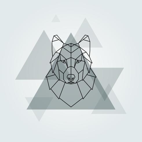 490x490 Geometric Vector Animal Grey Wolf Head Background