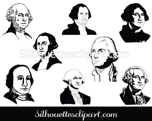 500x400 George Washington Silhouette Clip Art Pack People Vector