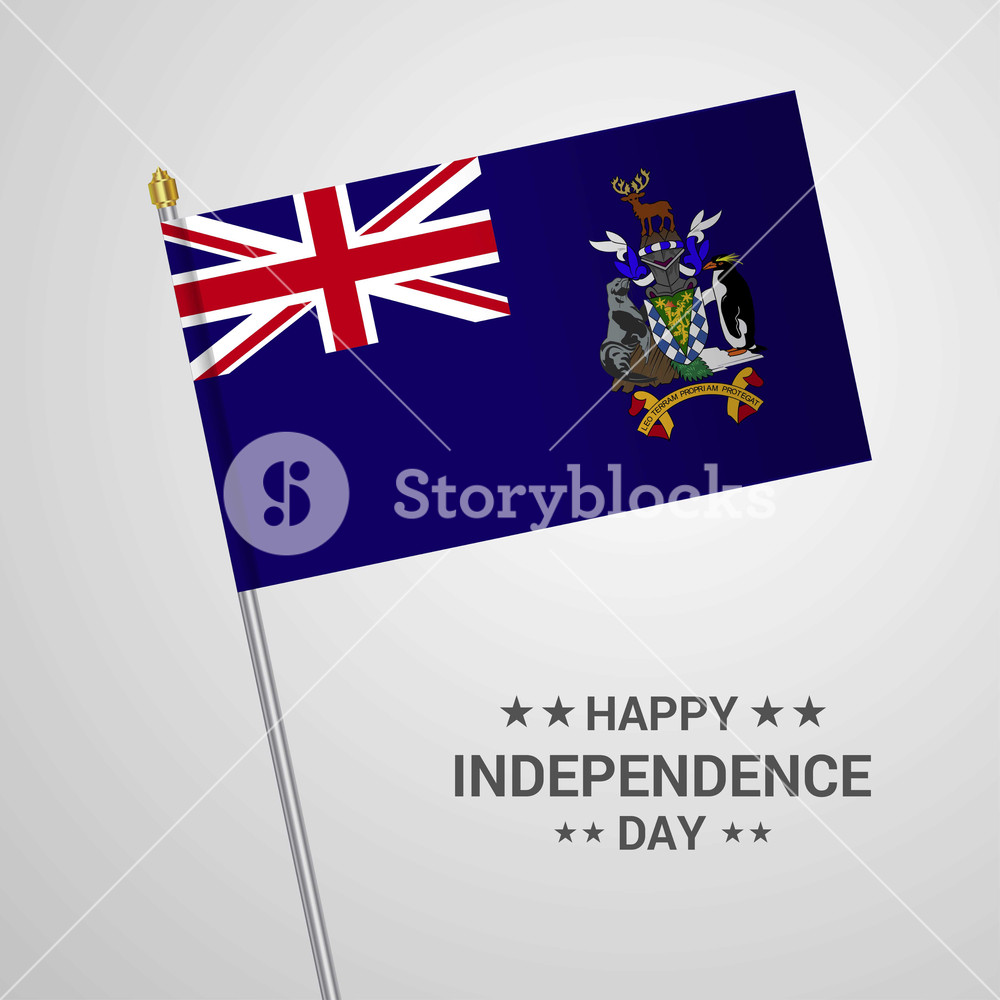 1000x1000 South Georgia Independence Day Typographic Design With Flag Vector