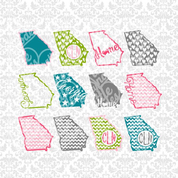 600x600 Georgia State Shape Monogram Outline Chevron Home Studio