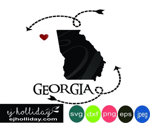 480x395 Georgia Silhouette Heart Arrows Dxf Png Vector