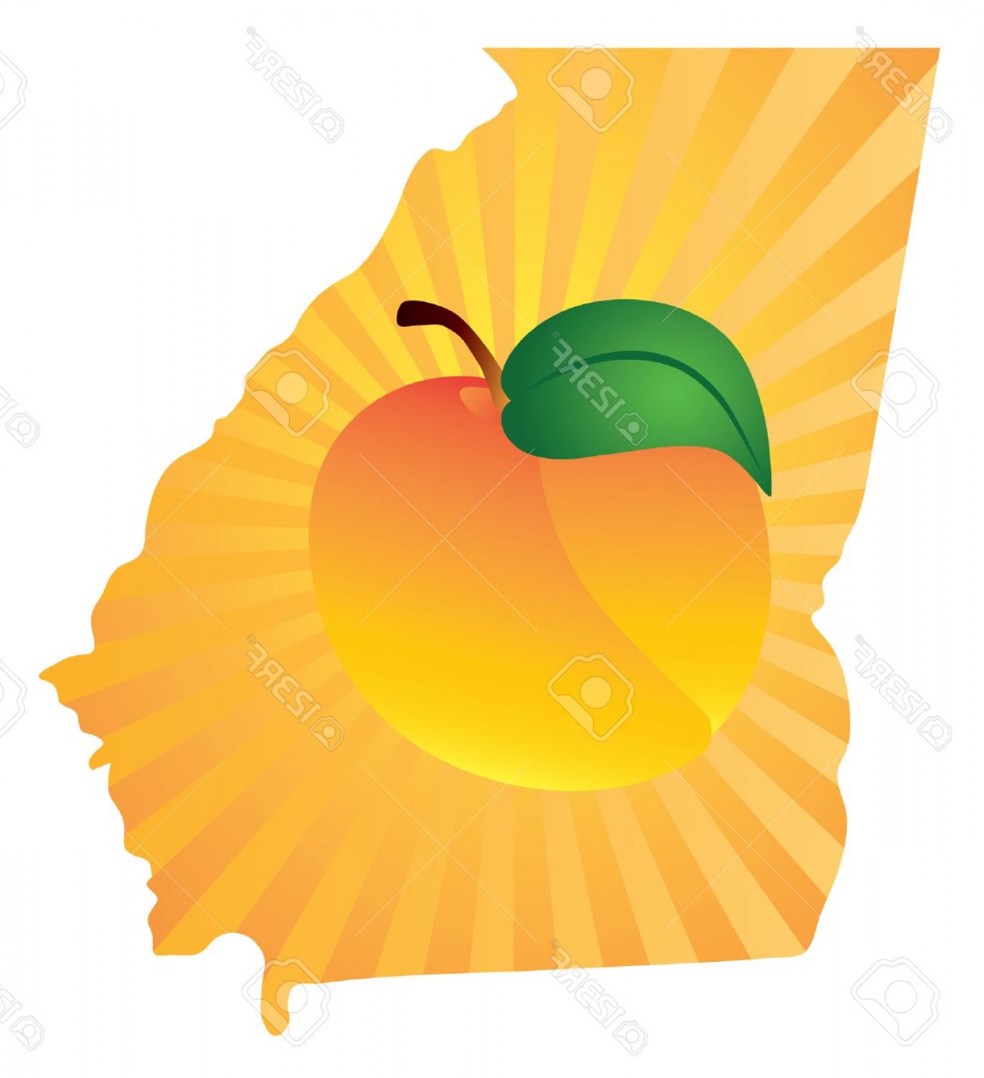 1425x1560 Photostock Vector Georgia State With Official Symbol Peach Fruit