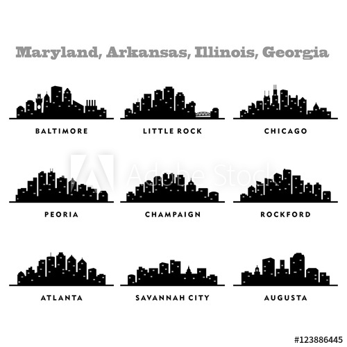 500x500 Skyline Arkansas, Illinois, Georgia, Maryland, City