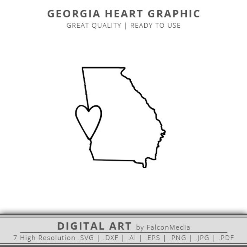 794x794 Georgia Georgia Heart Georgia State Outline Etsy