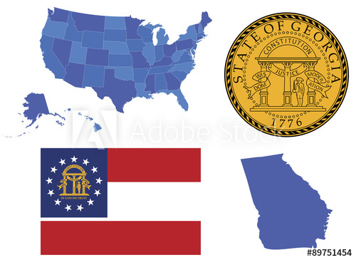 500x365 Vector Illustration Of State Georgia,contains High Detailed Map