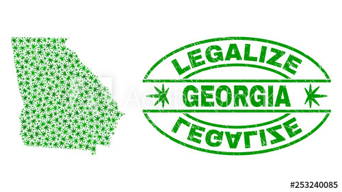 500x280 Vector Cannabis Georgia State Map Collage And Grunge Textured
