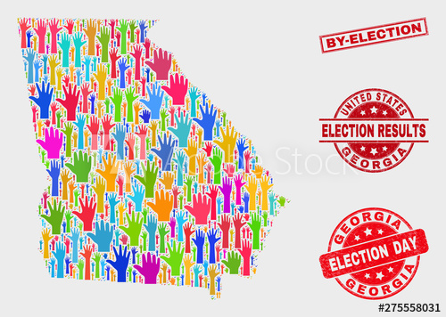 500x356 Vote Georgia State Map And Seal Stamps Red Rectangle