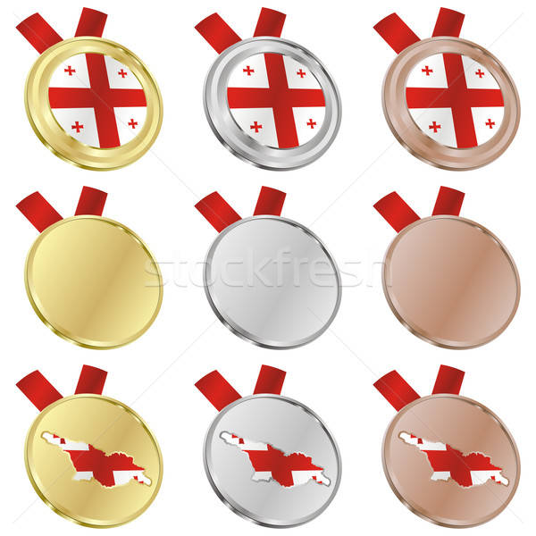 600x600 Georgia Vector Flag In Medal Shapes Vector Illustration Daniel