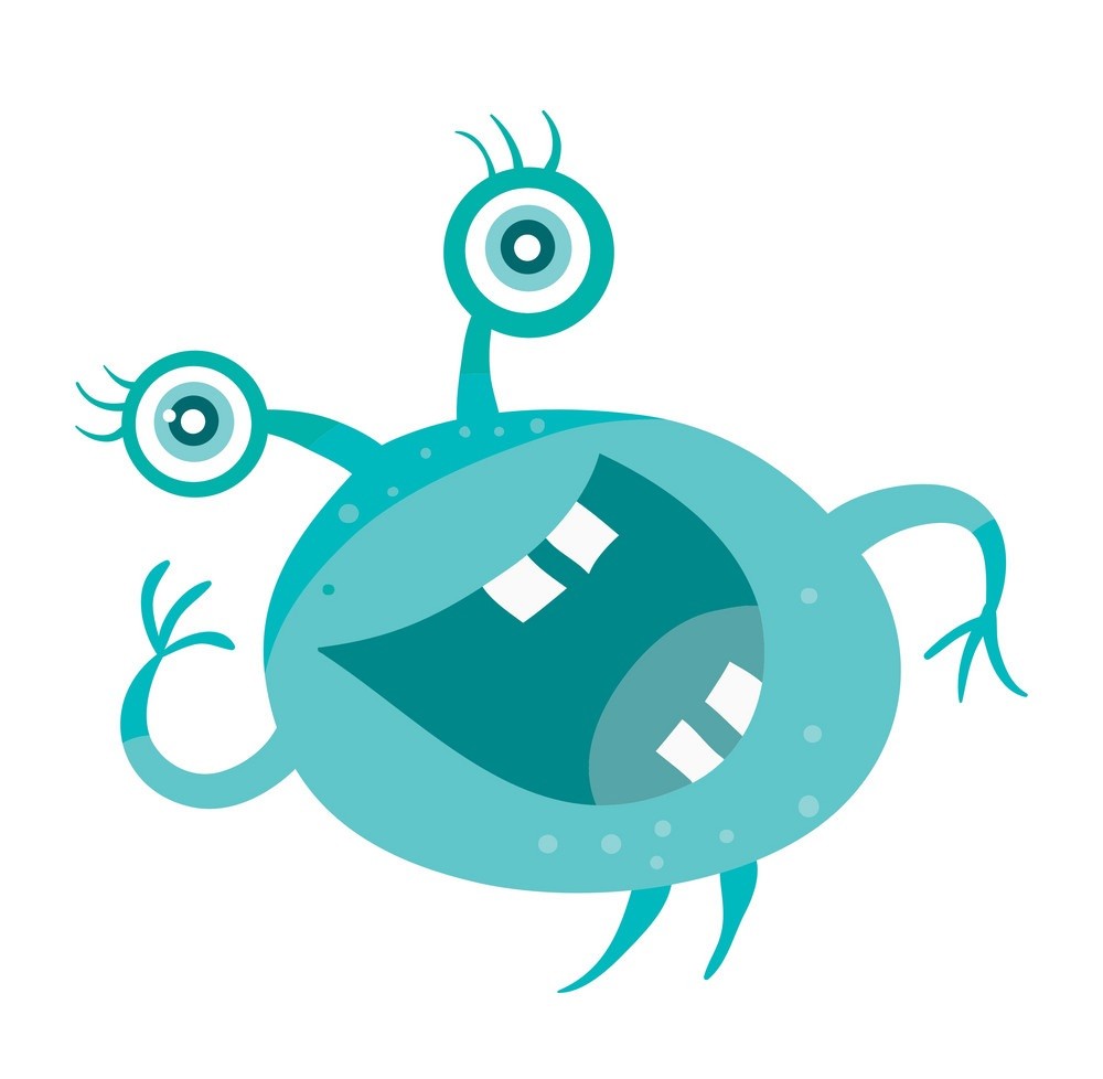 1000x978 Cartoon Blue Microorganism Funny Smiling Germ Vector