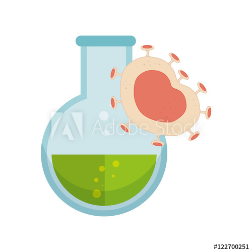 500x500 Florence Flask Chemistry Bottle With Green Liquid And Germ Vector