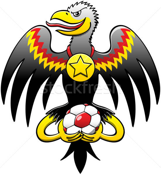 551x600 German Black Eagle Celebrating With A Soccer Ball Vector
