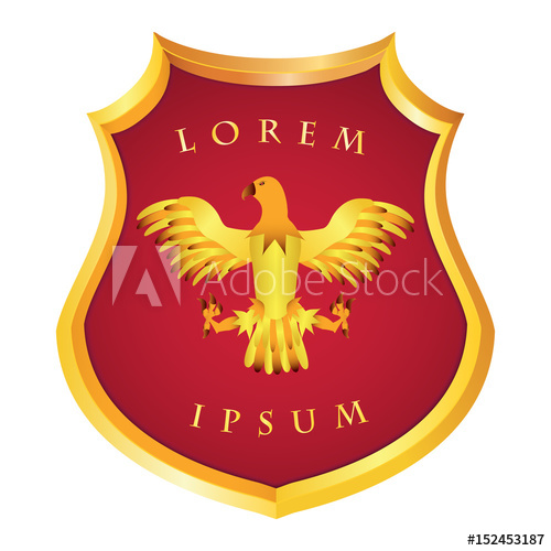 500x500 Heraldic German Golden Shield With An Image Of An Eagle On A Red