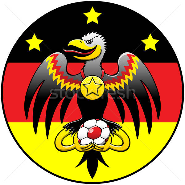 600x600 Black Eagle Holding A Soccer Ball And Posing In A German Coat
