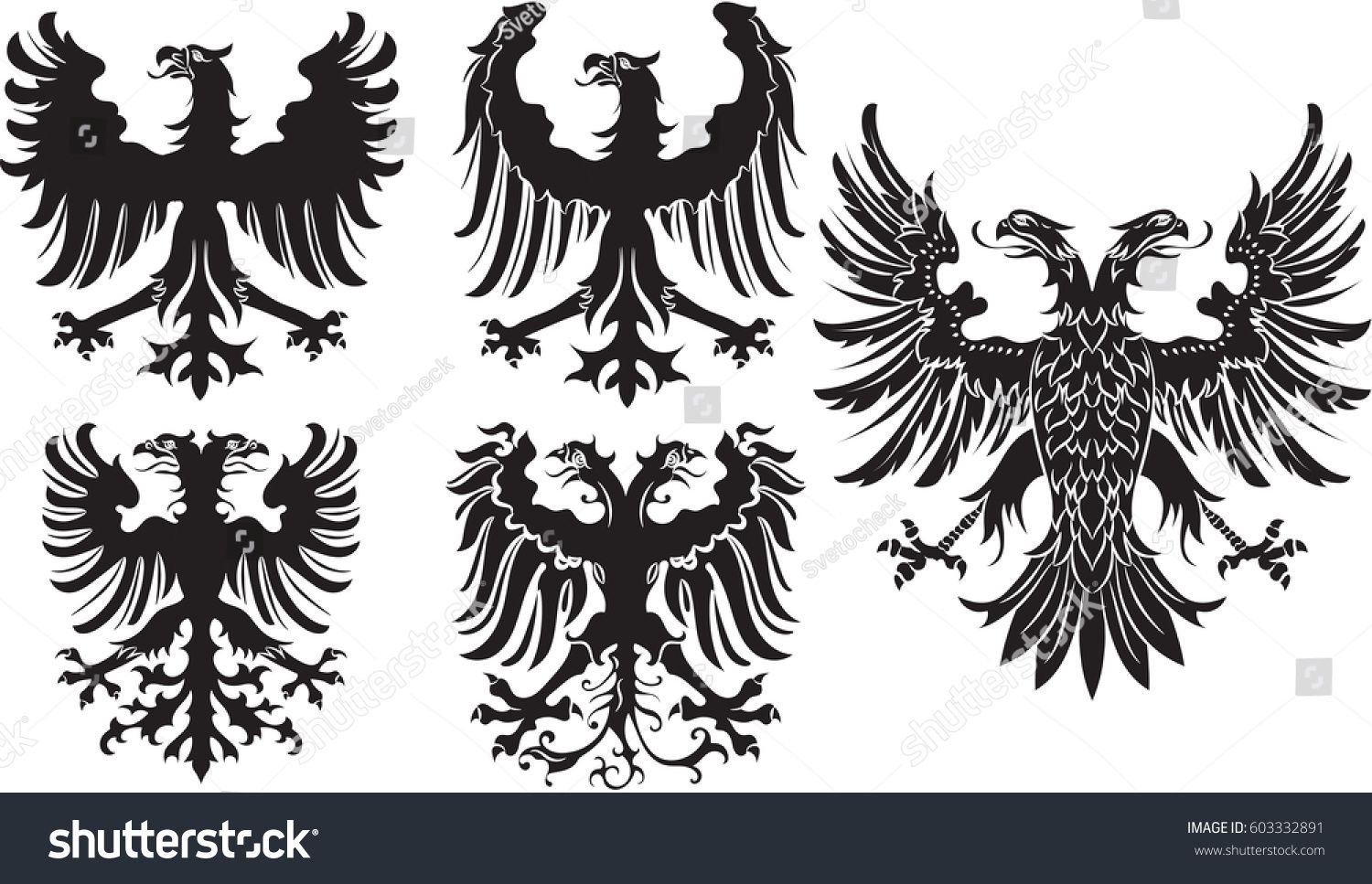 1500x967 Set Of Heraldic Black German Eagles Vector Illustration
