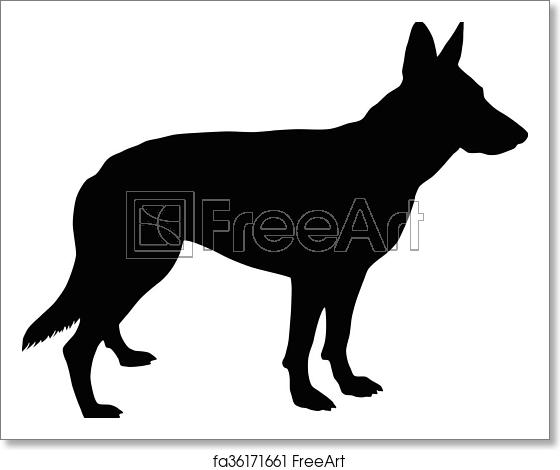 560x470 Free Art Print Of German Shepherd Silhouette Vector Silhouette