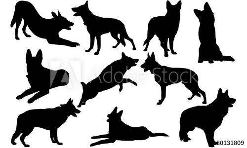 500x300 German Shepherd Dog Silhouette Vector Graphics