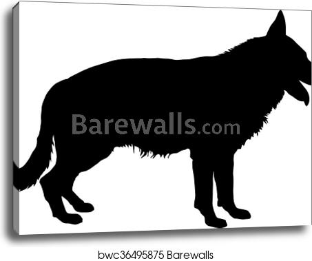 453x379 German Shepherd Silhouette, Canvas Print Barewalls Posters