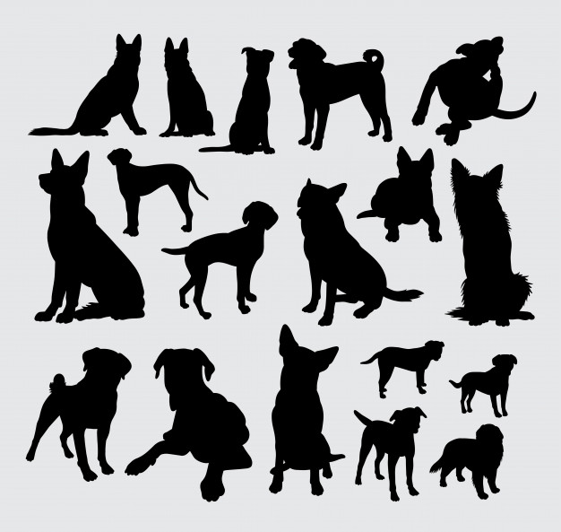 626x593 German Shepherd And Dalmatian Dog Silhouette Vector Premium