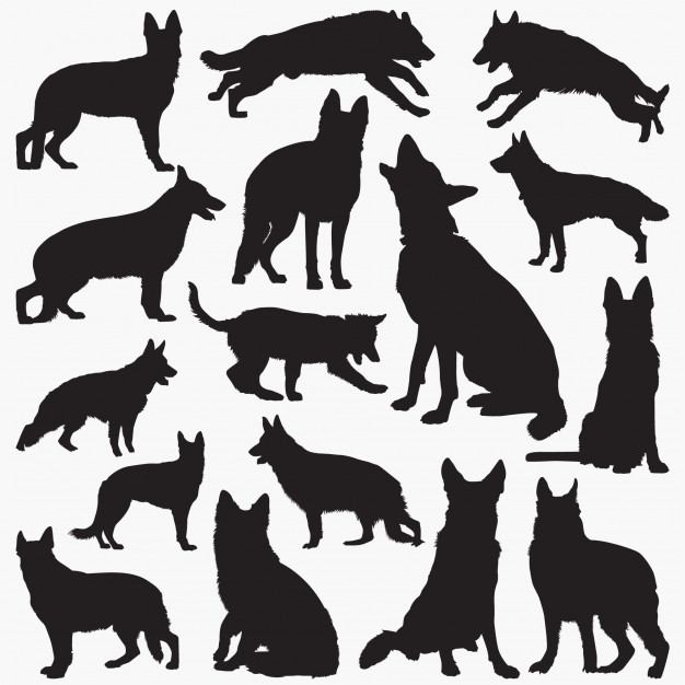 626x626 German Shepherd Dog Silhouettes Vector Premium Download