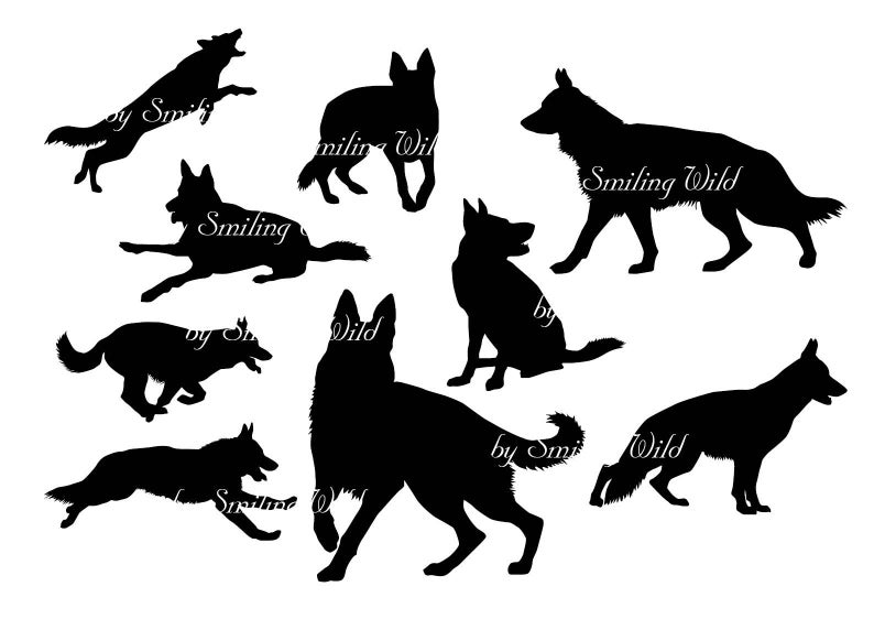 794x562 German Shepherd Silhouette Vector Graphic Art Png Dog Cut Etsy