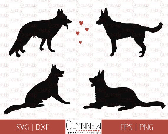 570x456 Dog Set German Shepherd Silhouette German Shepherd Etsy