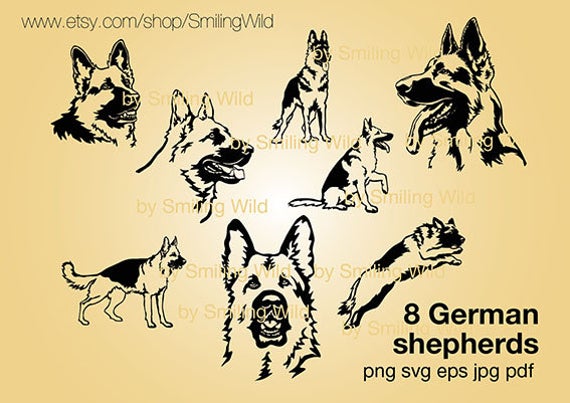 570x403 German Shepherd Bundle Dog Clipart German Etsy