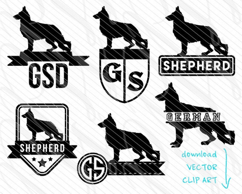 794x636 Dog German Shepherd Monogram Vector Art File Etsy