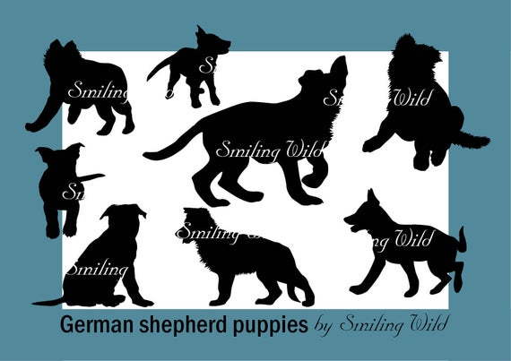 570x403 German Shepherd Puppy Silhouette Puppies Clipart Dog Etsy