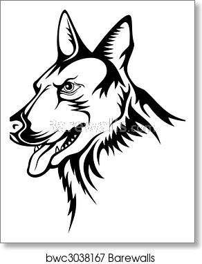 292x382 German Shepherd Vector, Art Print Barewalls Posters Prints