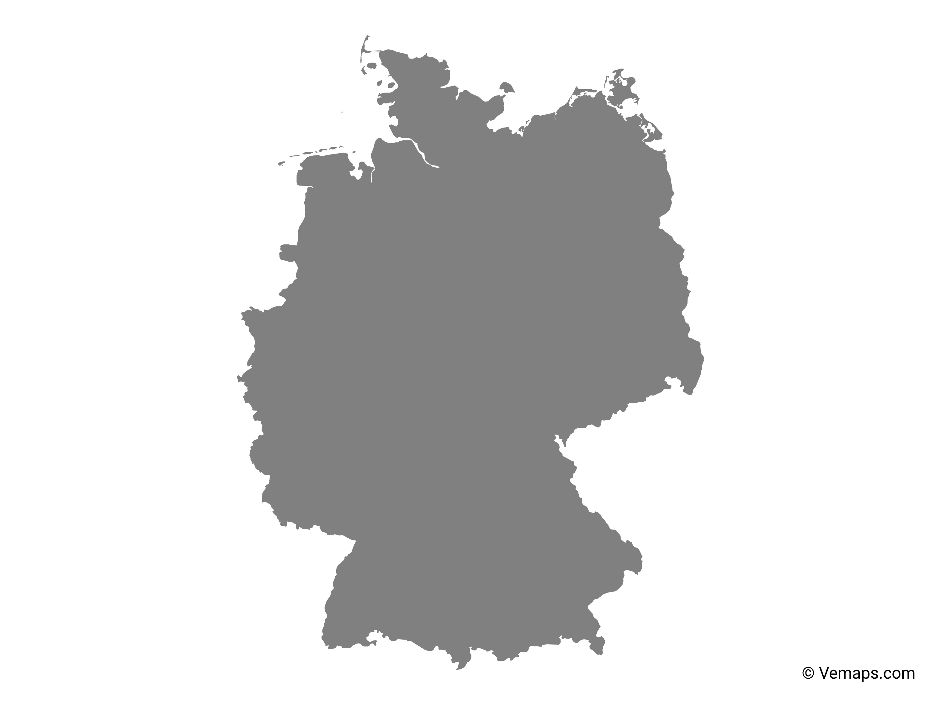 Grey Map Of Germany Free Vector Maps 3000x2250 Grey Map Of Germany Free Vector Maps