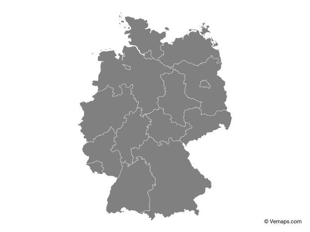 Grey Map Of Germany Free Vector Maps 624x468 Grey Map Of Germany Free Vector Maps