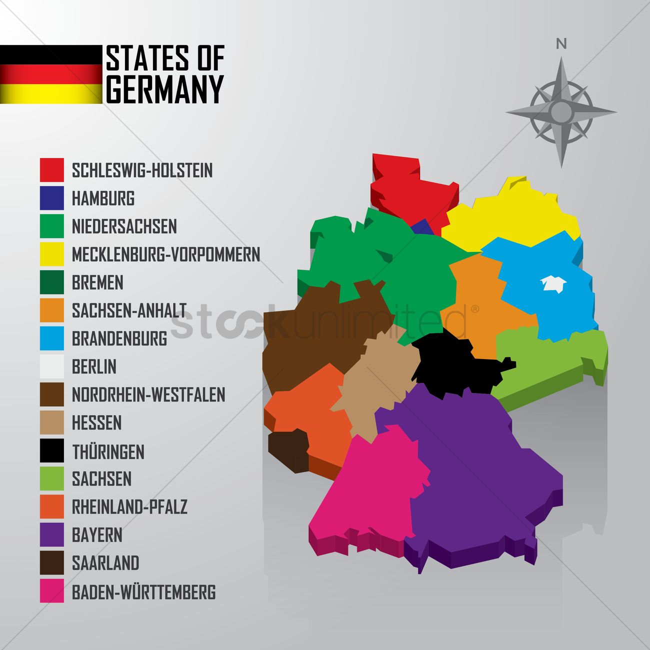 States Of Germany Map Vector Image 1300x1300 States Of Germany Map Vector Image