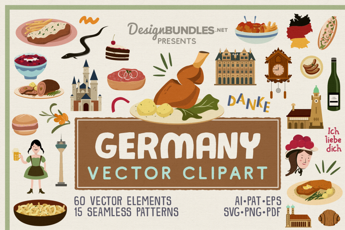 1200x800 Germany Vector Clipart Seamless Patterns