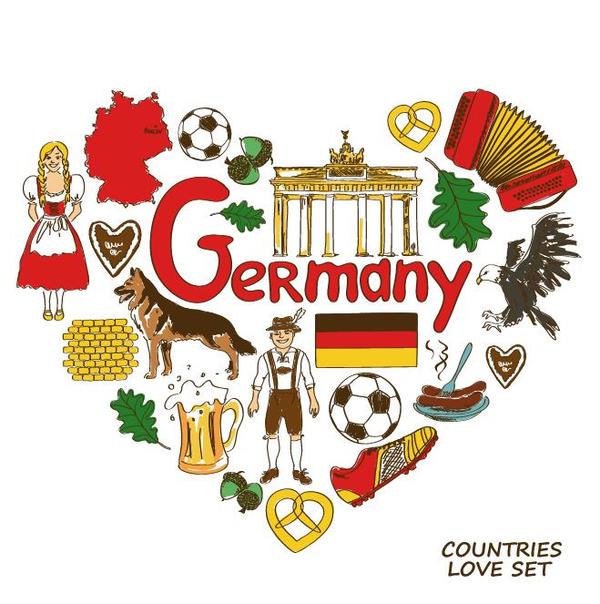 600x604 Germany Country Elements With Heart Shape Vector Free Download