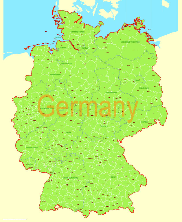 629x766 Printable Vector Map Germany Admin Editable Layered Adobe Illustrator