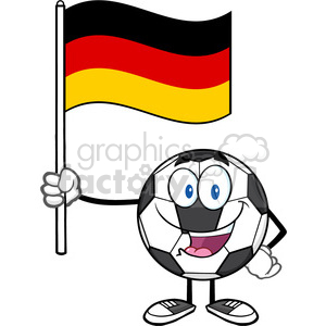 300x300 Happy Soccer Ball Cartoon Mascot Character Holding A Flag