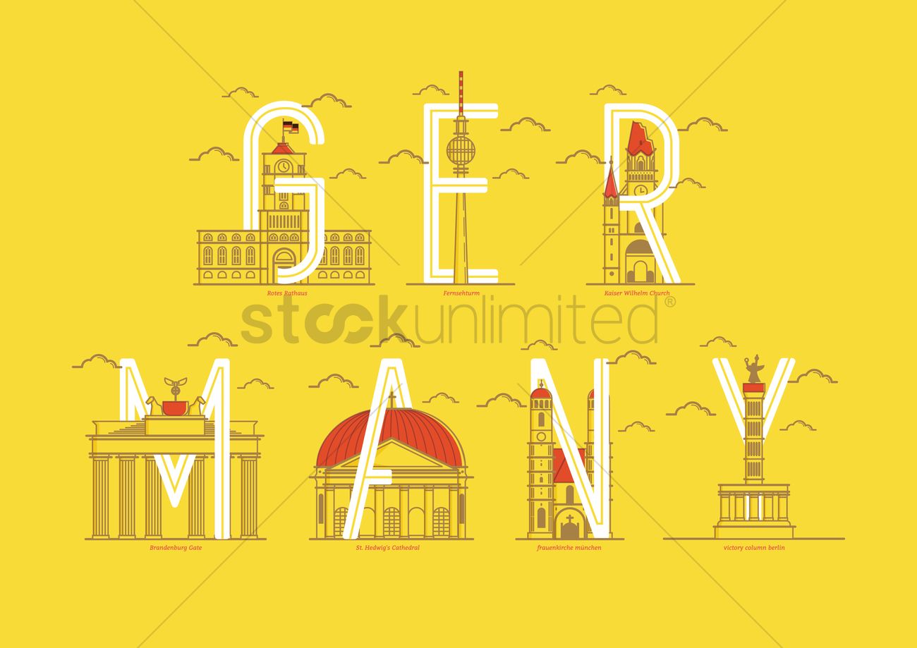 1300x919 Collection Of Germany Landmarks Vector Image