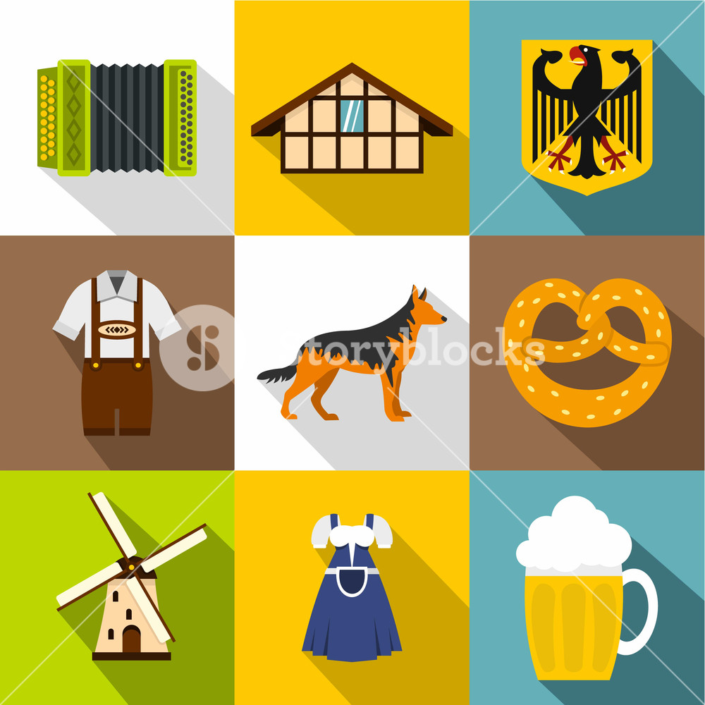 1000x1000 Country Germany Icons Set Flat Illustration Of Country Germany