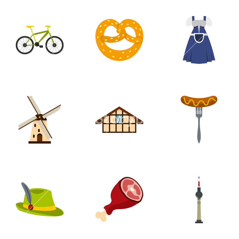 1000x1000 Culture Features Of Germany Icons Set Flat Illustration