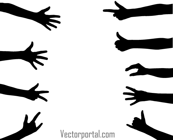 600x485 Hand Gesture Vector Silhouettes Download Free Vector Art Free