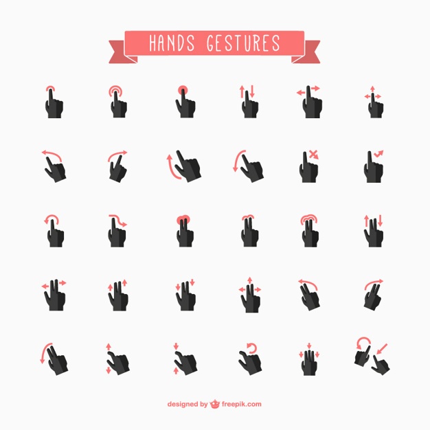 626x626 Hand Gestures In Two Colours Vector Free Download