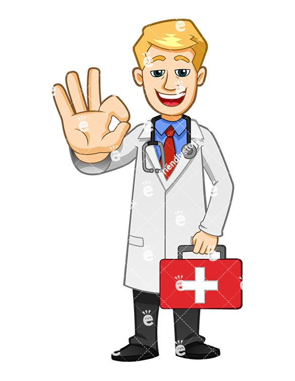 585x755 Health Professional Holding First Aid Kit And Making The A Ok