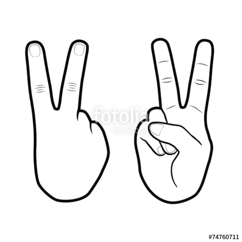 500x500 Cute Victory Hand Sign Icon Gesture Vector Stock Image
