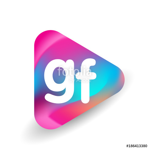500x500 Letter Gf Logo In Triangle Shape And Colorful Background, Letter