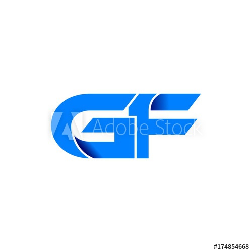 500x500 Gf Logo Initial Logo Vector Modern Blue Fold Style