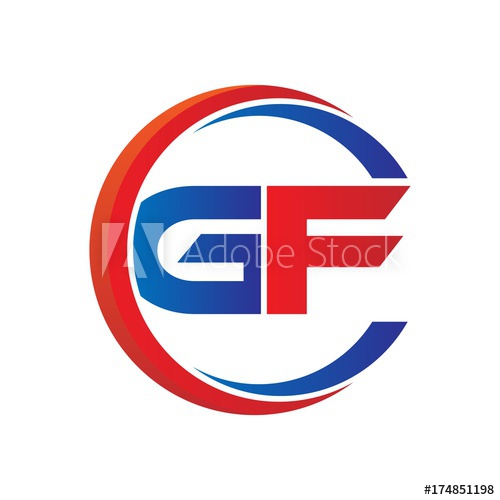 500x500 Gf Logo Vector Modern Initial Swoosh Circle Blue And Red